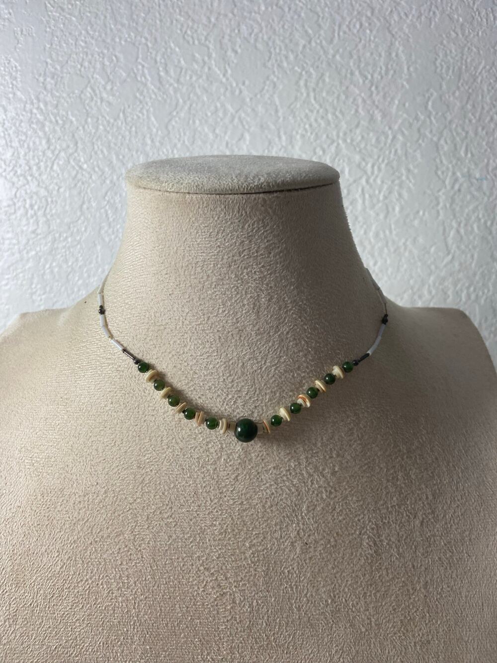 Jasper & Shell Choker Necklace - Boho Y2K Style
